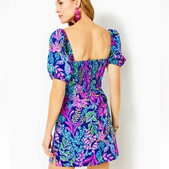 Lilly Pulitzer Purple Blue Puff Sleeve Sundress - Picture 3 of 4